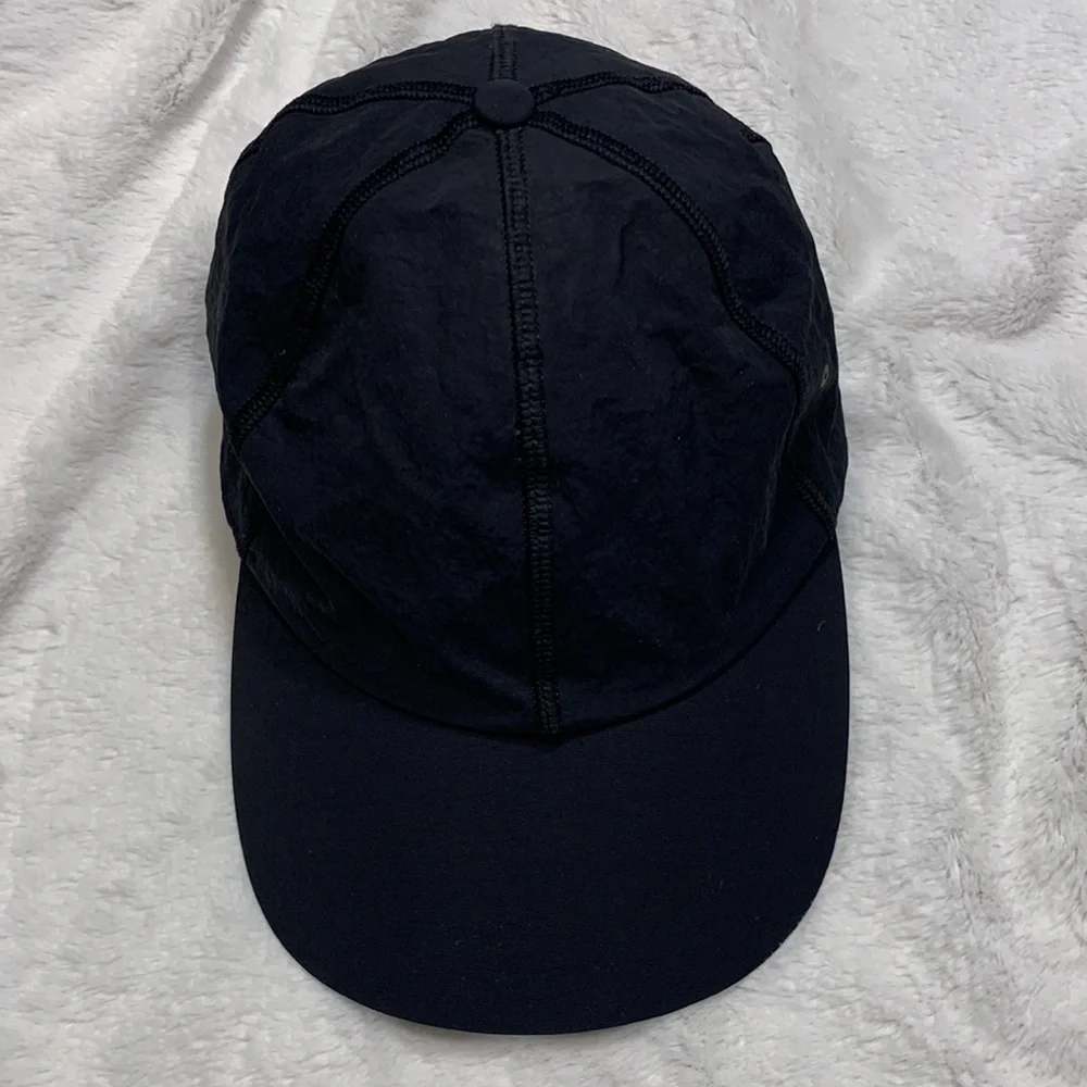 🌹lululemon • Black Nylon Running Casual Unisex Adjustable Hat with free bag •